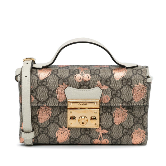 Gucci Mini GG Supreme Berry Padlock Satchel (SHG-0xk6RT)