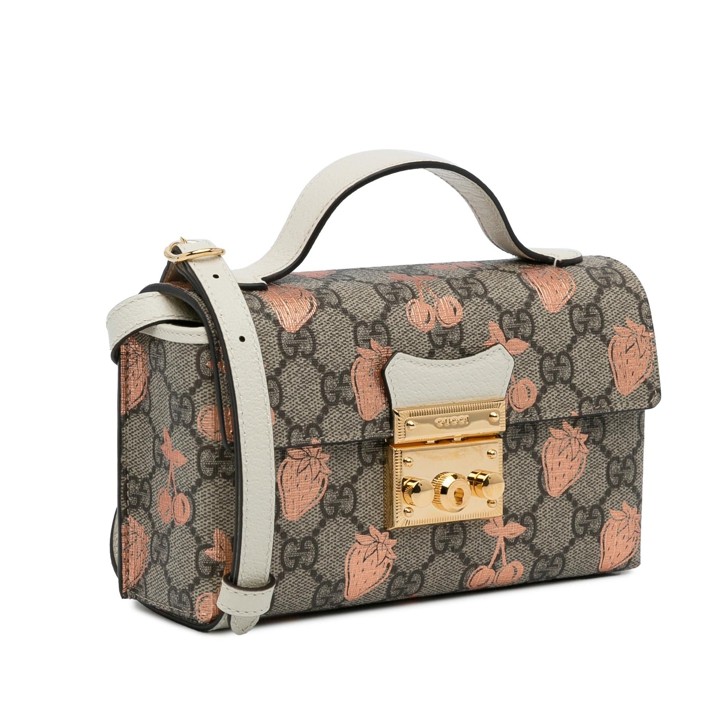 Gucci Mini GG Supreme Berry Padlock Satchel (SHG-0xk6RT)