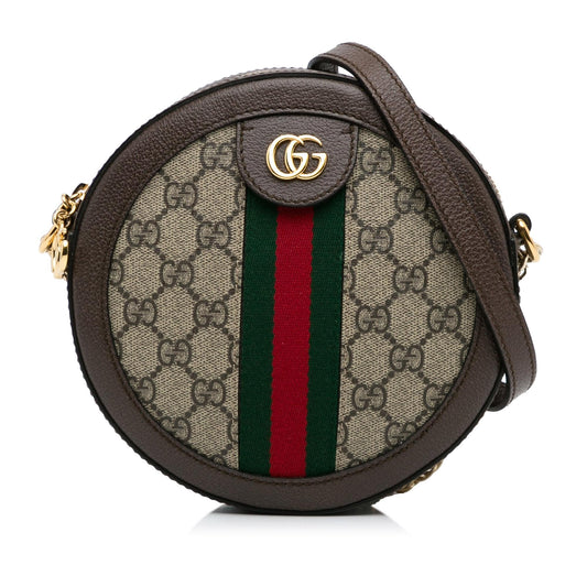 Gucci Mini GG Supreme Round Ophidia Crossbody (SHG-aFu3qu)