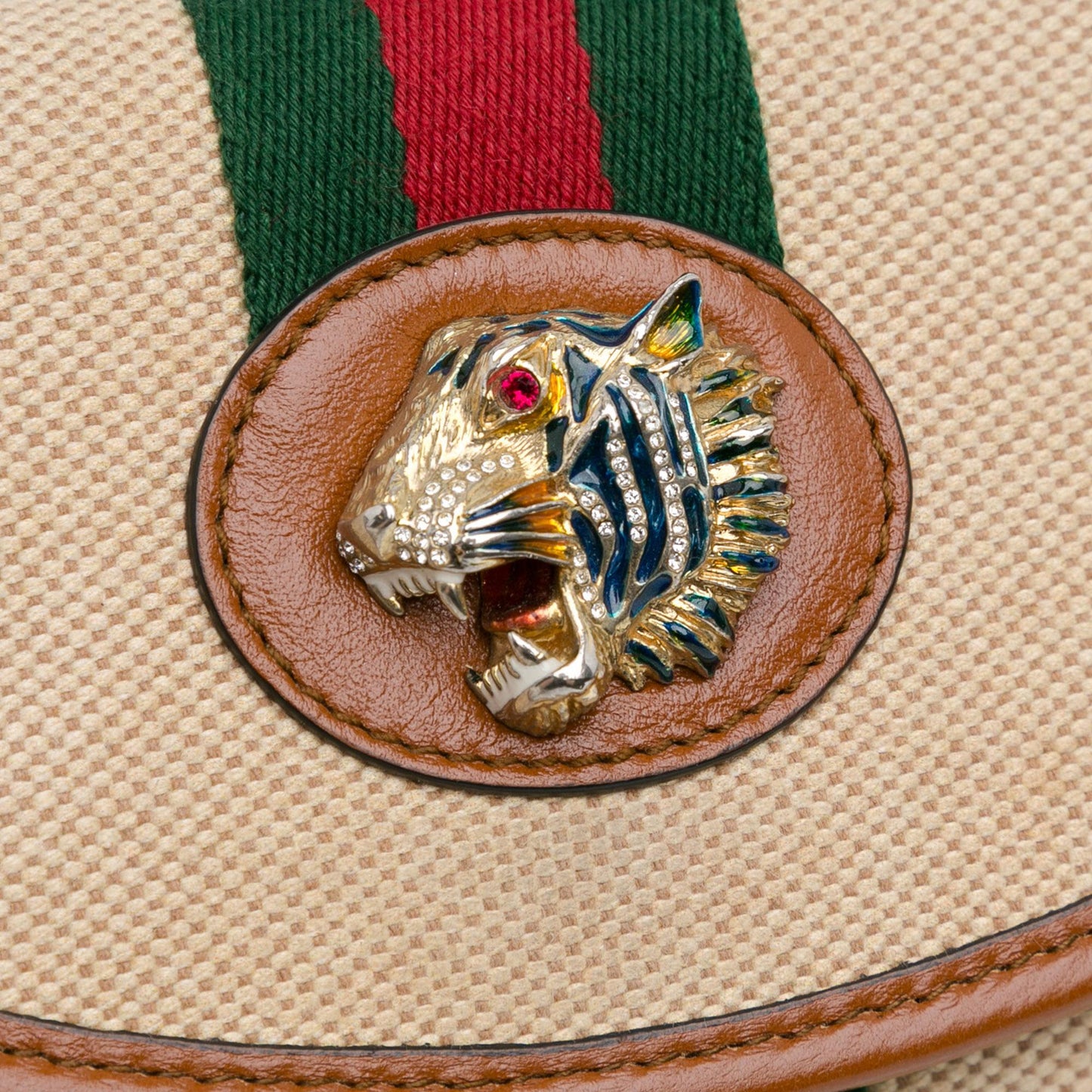 Gucci Mini Rajah Web Chain Canvas Crossbody Bag