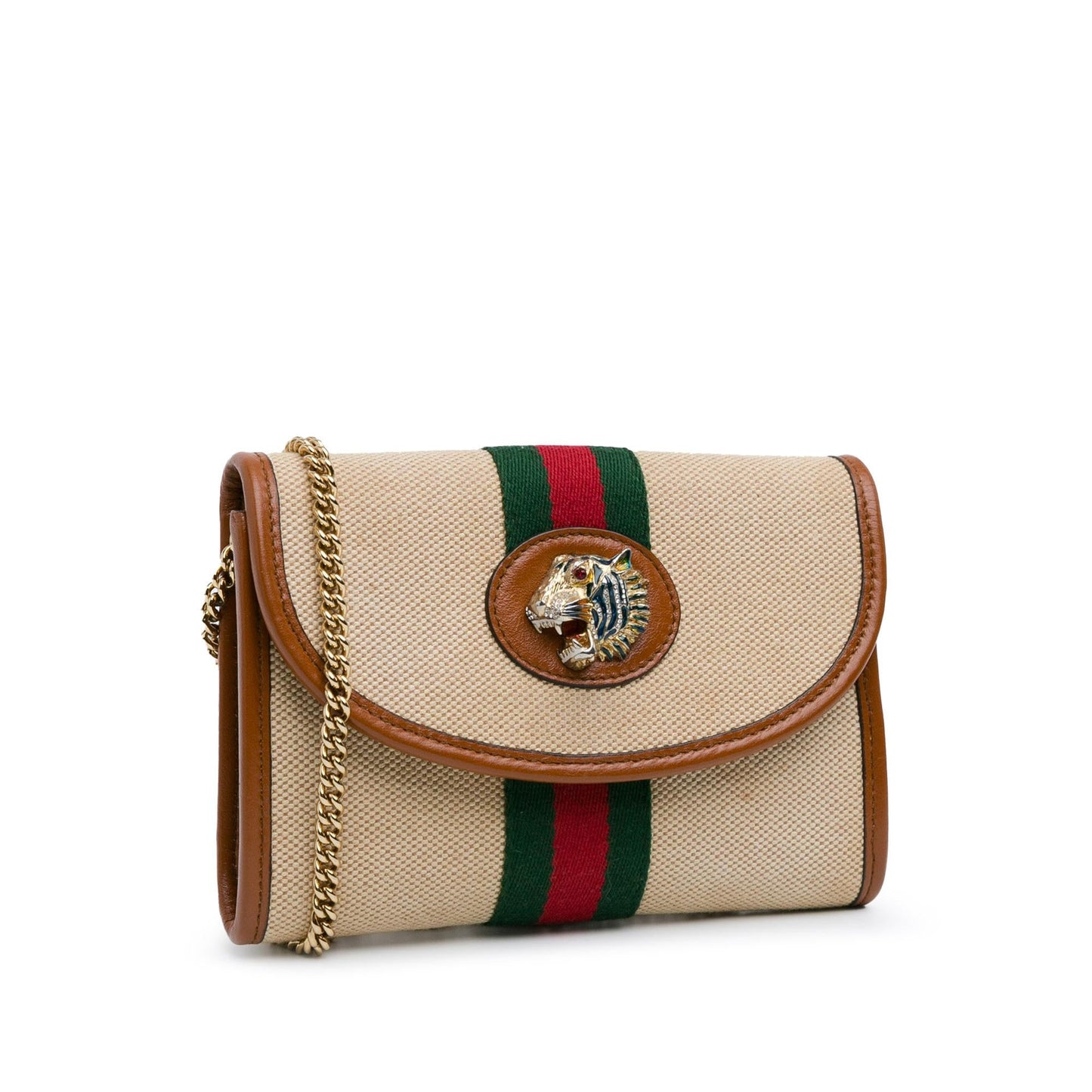Gucci Mini Rajah Web Chain Canvas Crossbody Bag