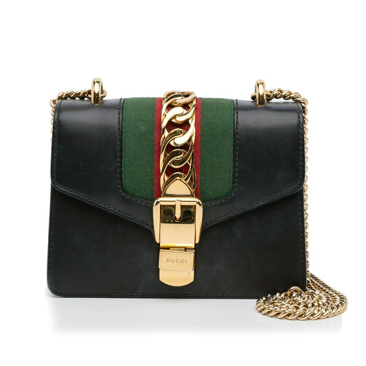 Gucci Mini Sylvie Leather Chain Crossbody Bag (SHG-Rb9ccQ)