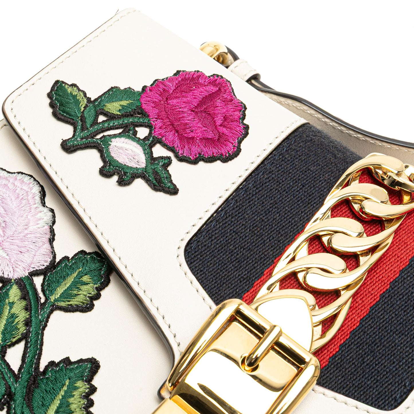 Gucci Small Floral Embroidered Leather Sylvie Crossbody