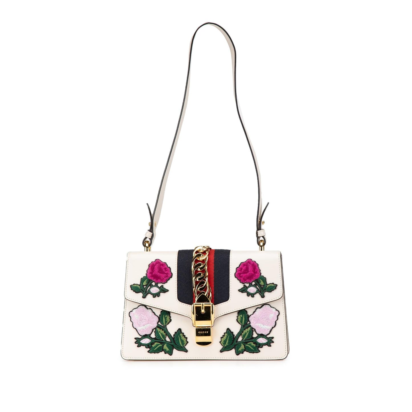 Gucci Small Floral Embroidered Leather Sylvie Crossbody
