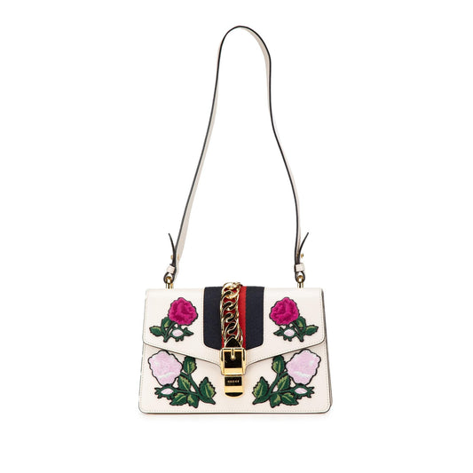 Gucci Small Floral Embroidered Leather Sylvie Crossbody