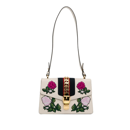 Gucci Small Floral Embroidered Sylvie Crossbody Bag (SHG-f7H54f)