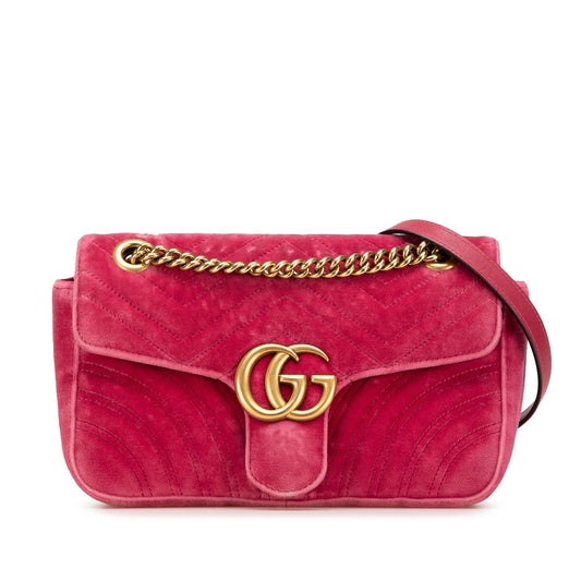 Gucci Small GG Marmont Matelasse Velvet Flap Crossbody