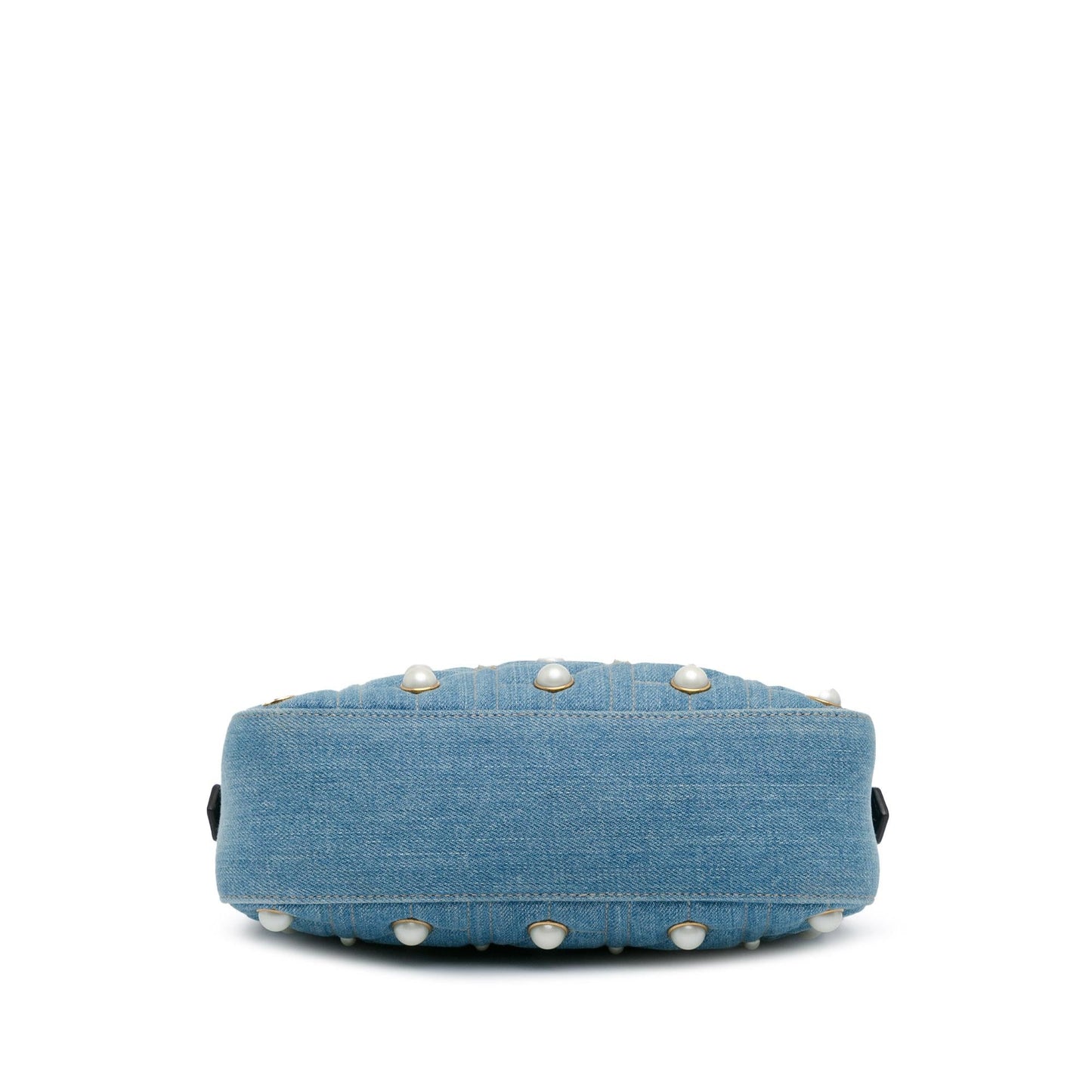 Gucci Small GG Marmont Pearl Studded Denim Crossbody Bag (SHG-phY0r4)