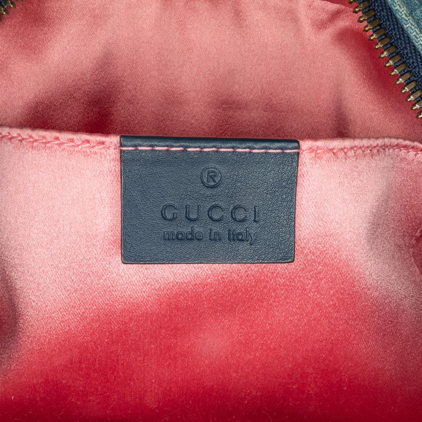 Gucci Small GG Marmont Pearl Studded Denim Crossbody Bag (SHG-phY0r4)