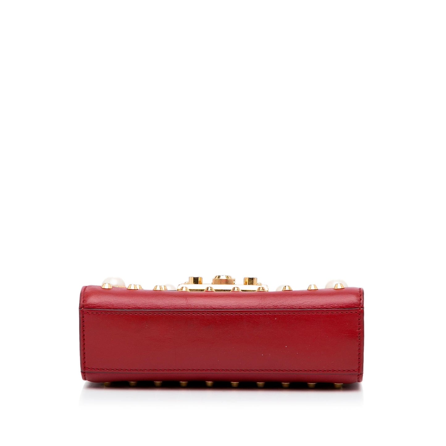 Gucci Small Leather Pearl Studded Padlock Crossbody Bag (SHG-1zn6yH)