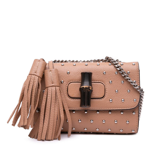Gucci Small Leather Studded Miss Bamboo Crossbody
