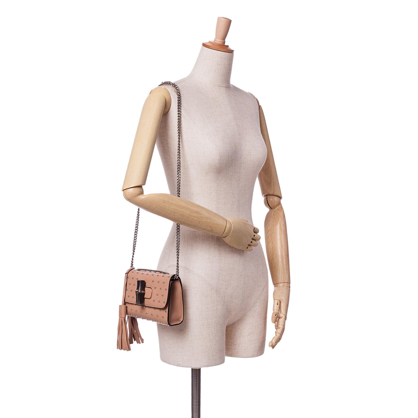 Gucci Small Leather Studded Miss Bamboo Crossbody