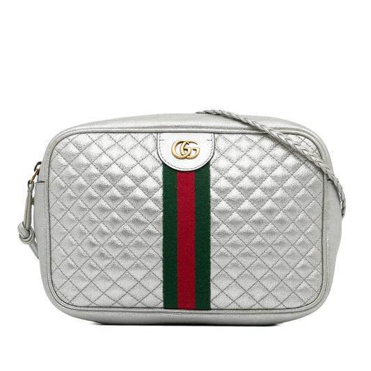 Gucci Small Leather Web Trapuntata Crossbody (SHG-DXltON)