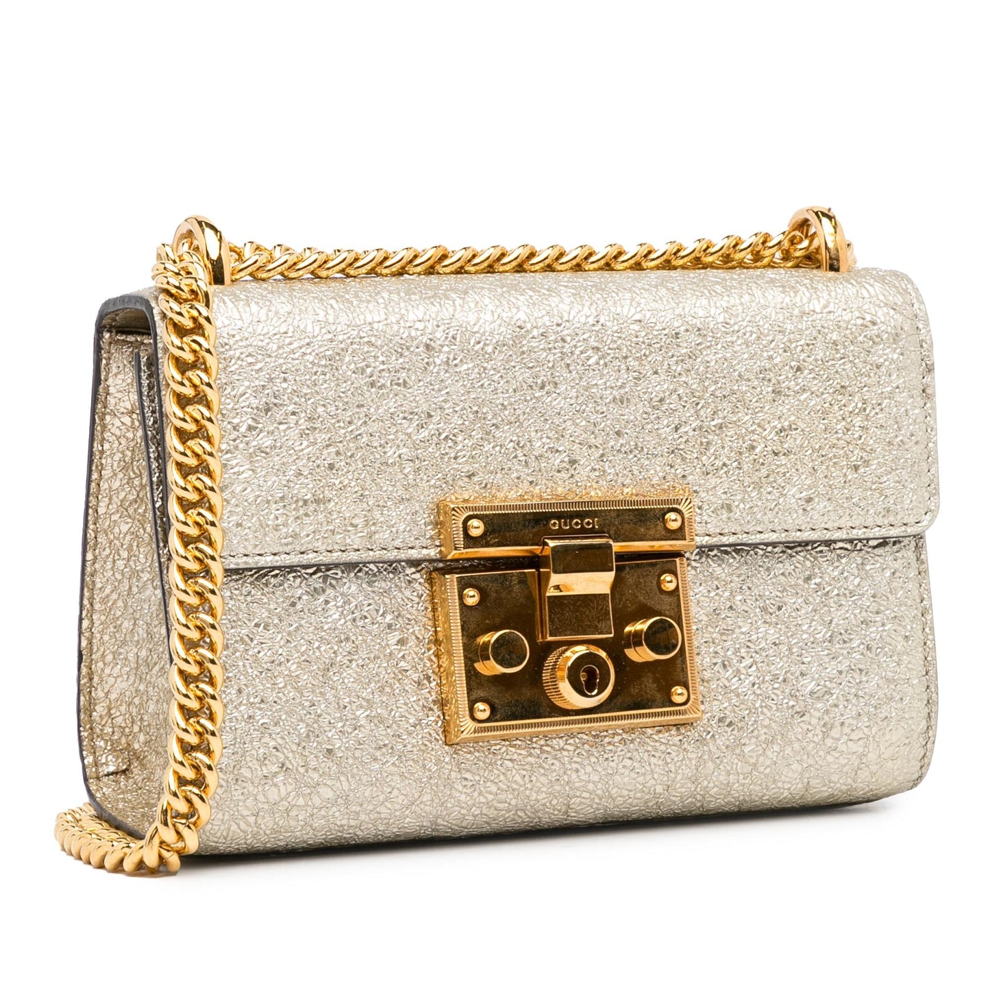 Gucci Small Metallic Padlock Crossbody (SHG-Vd4R6T)