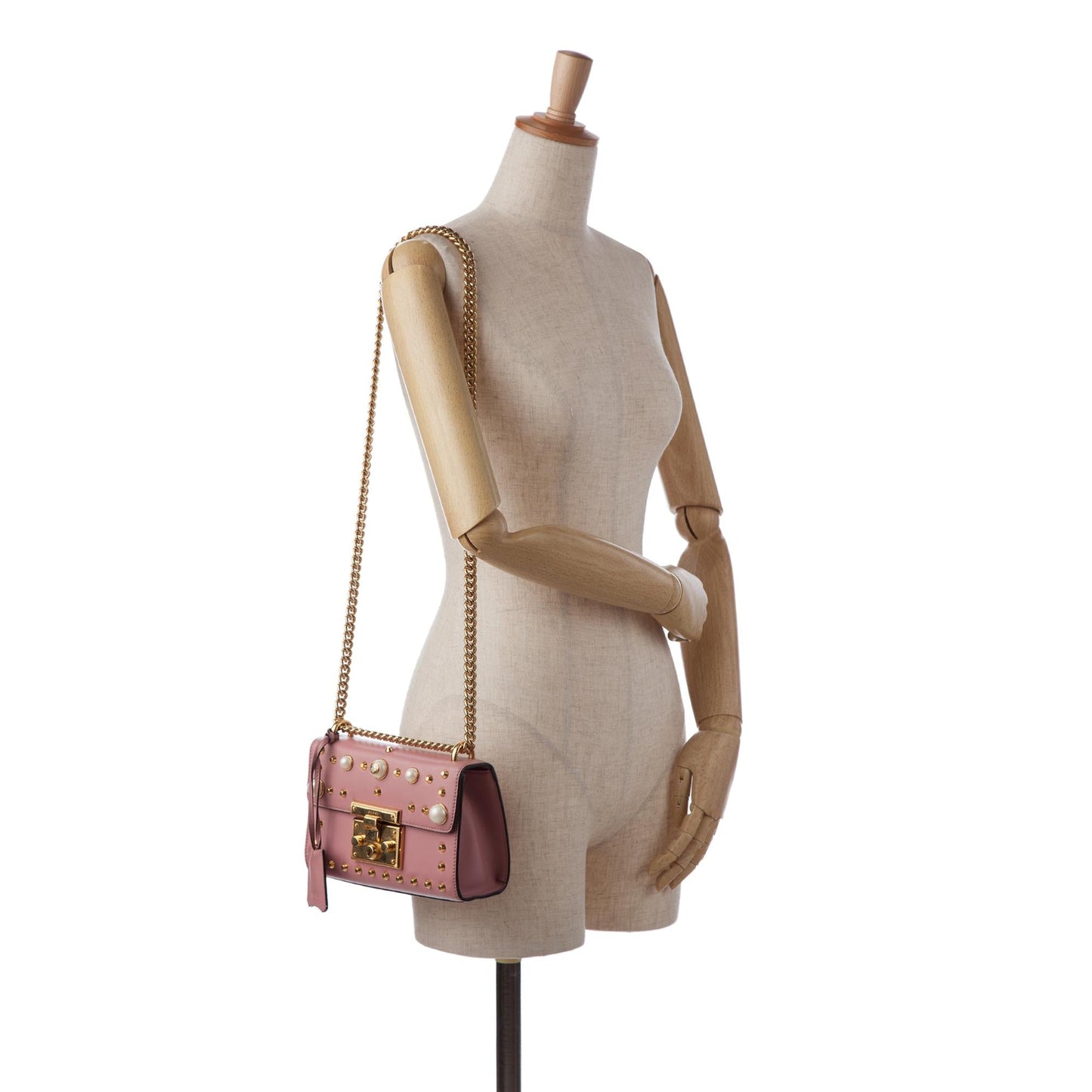 Gucci Small Pearl Studded Padlock Crossbody (SHG-9EXoma)