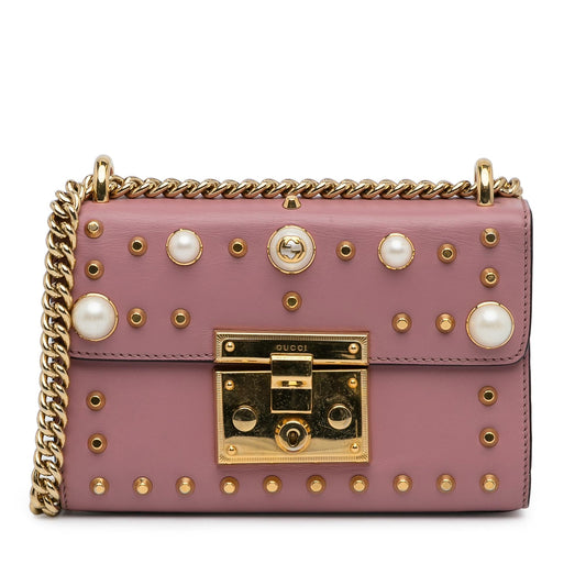 Gucci Small Pearl Studded Padlock Crossbody (SHG-9EXoma)