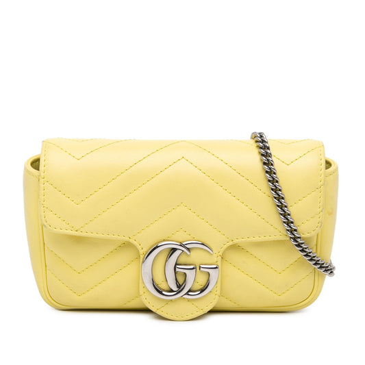 Gucci Super Mini GG Marmont Leather Matelasse Flap Crossbody