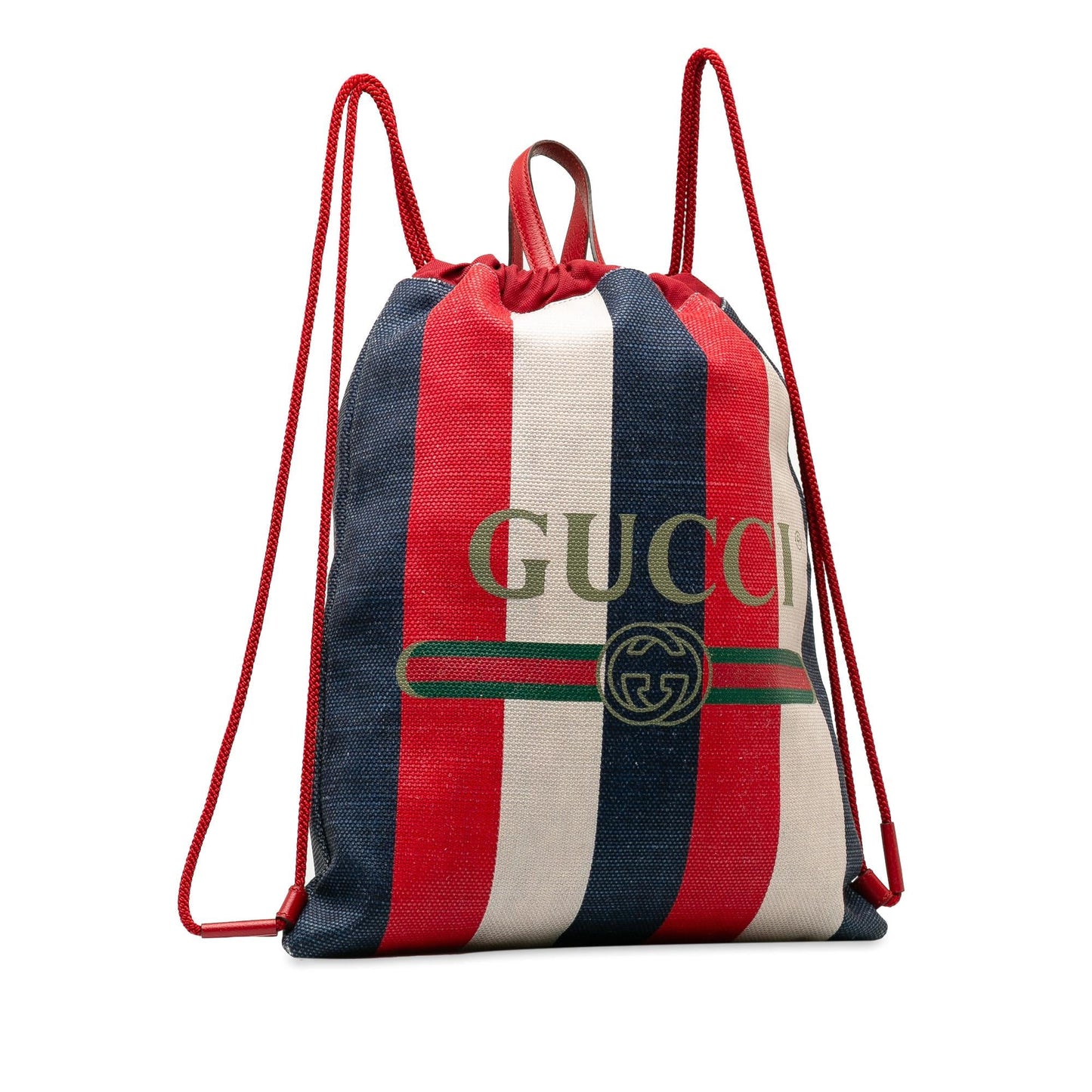 Gucci Sylvie Stripe Logo Drawstring Backpack (SHG-NUSbQN)