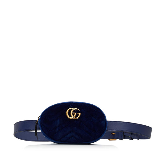 Gucci Velvet GG Marmont Matelasse Belt Bag (SHG-0eluPi)