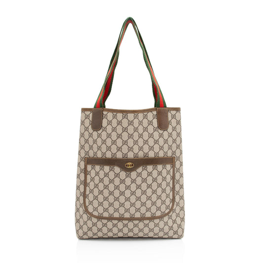 Gucci Vintage GG Plus Web Tote (SHF-hILX0s)