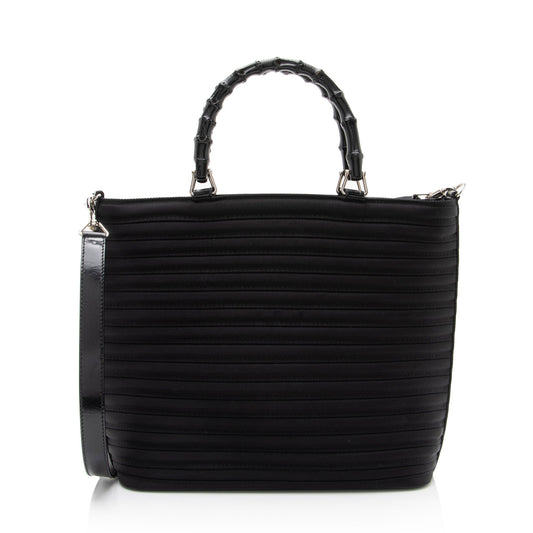 Gucci Vintage Quilted Nylon Bamboo Tote (SHF-2fSkOi)