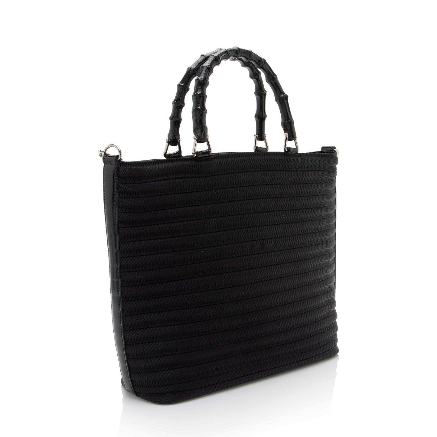 Gucci Vintage Quilted Nylon Bamboo Tote (SHF-2fSkOi)