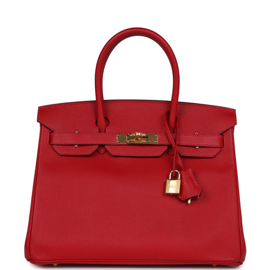 Hermes Birkin 30 Rouge Casaque Epsom Gold Hardware