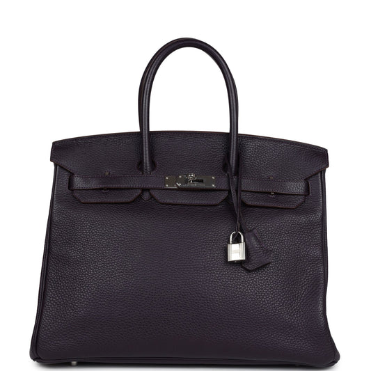 Hermes Birkin 35 Raisin Clemence Palladium Hardware