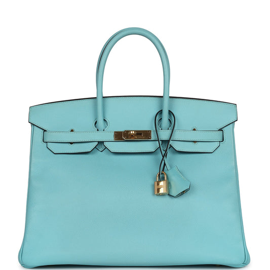 Hermes Birkin 35 Bleu Atoll Epsom Gold Hardware