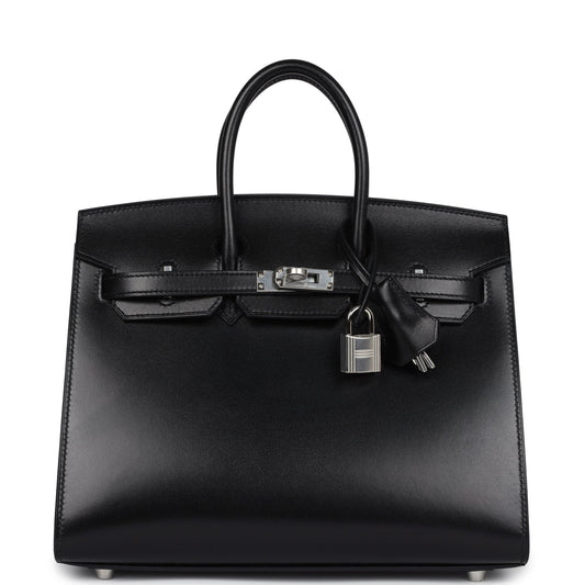 Hermes Birkin Sellier 25 Black Box Palladium Hardware