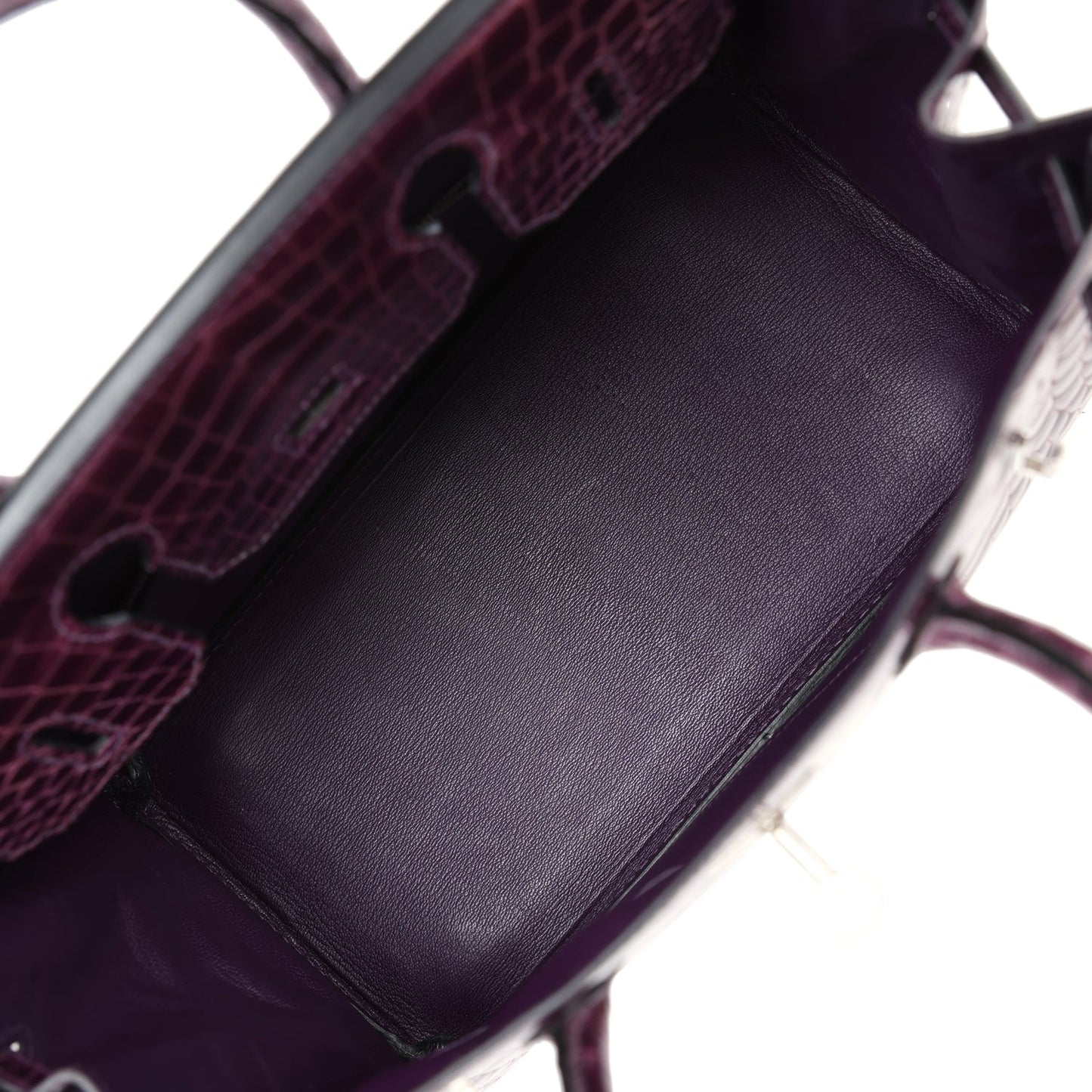 Hermes Birkin 30 Amethyst Shiny Niloticus Crocodile Palladium Hardware