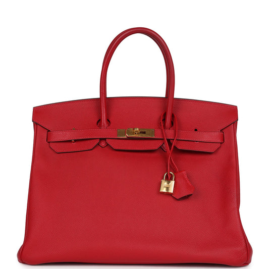 Hermes Birkin 35 Rouge Casaque Epsom Gold Hardware