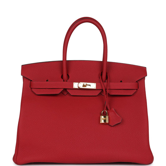 Hermes Birkin 35 Rouge Casaque Togo Gold Hardware