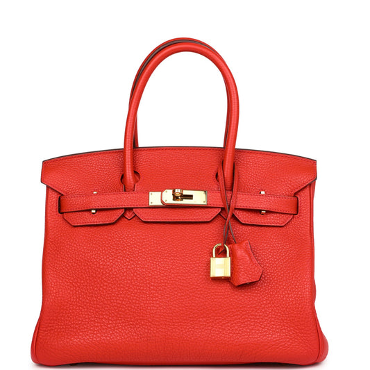 Hermes Birkin 30 Geranium Togo Gold Hardware