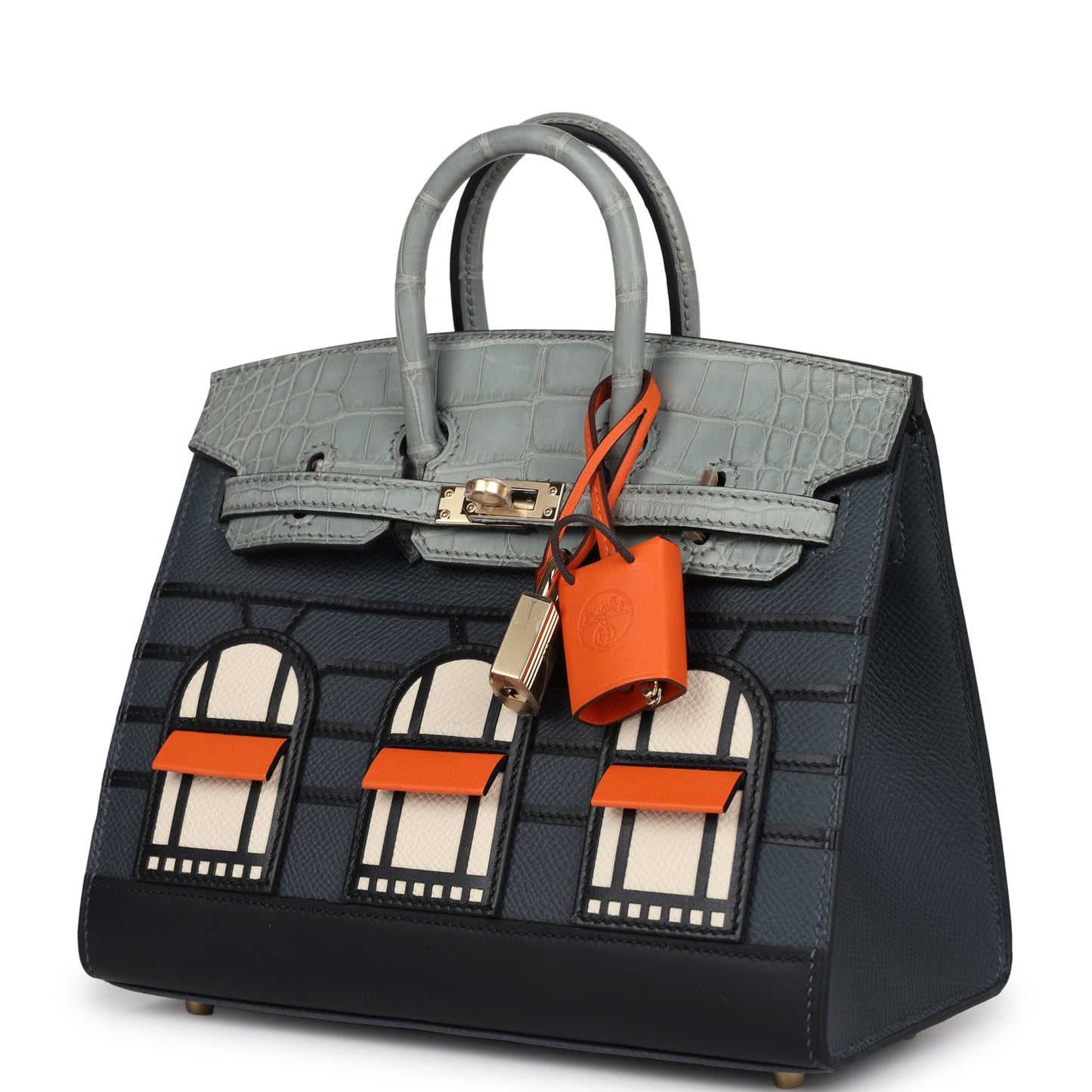 Hermes "Rainy Days" Sac Faubourg Birkin 20 Gris Misty Matte Alligator Permabrass Hardware