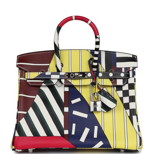 Hermes "One Two Three and Away We Go" Birkin 25 Multicolor Swift Palladium Hardware