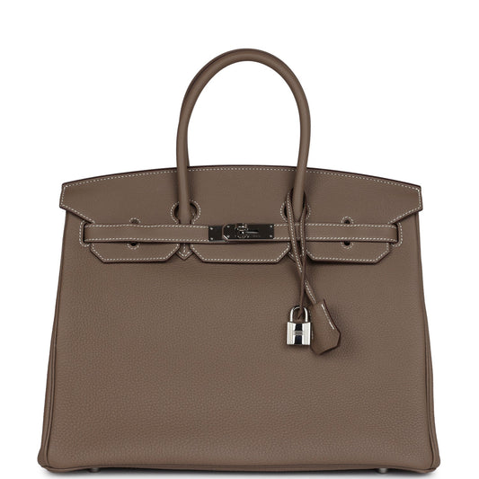 Hermes Birkin 35 Etoupe Togo Palladium Hardware