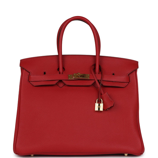 Hermes Birkin 35 Rouge Garance Togo Gold Hardware
