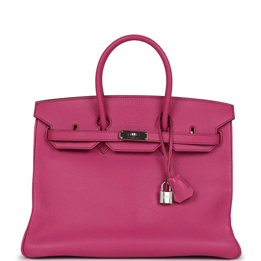 Hermes Birkin 35 Rose Shocking Chevre Mysore Palladium Hardware