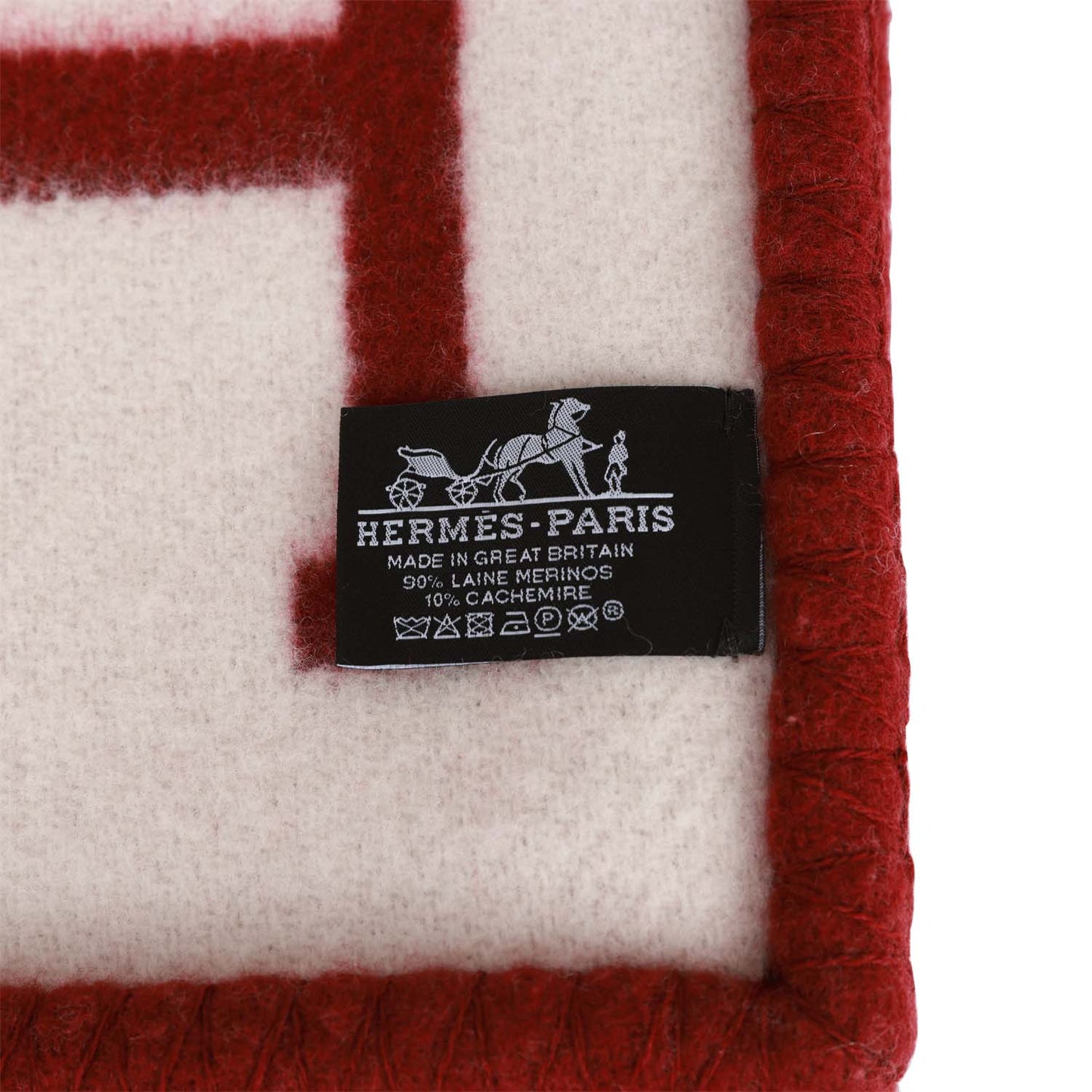 Hermes "Classic Avalon" Ecru and Rouge Blanket