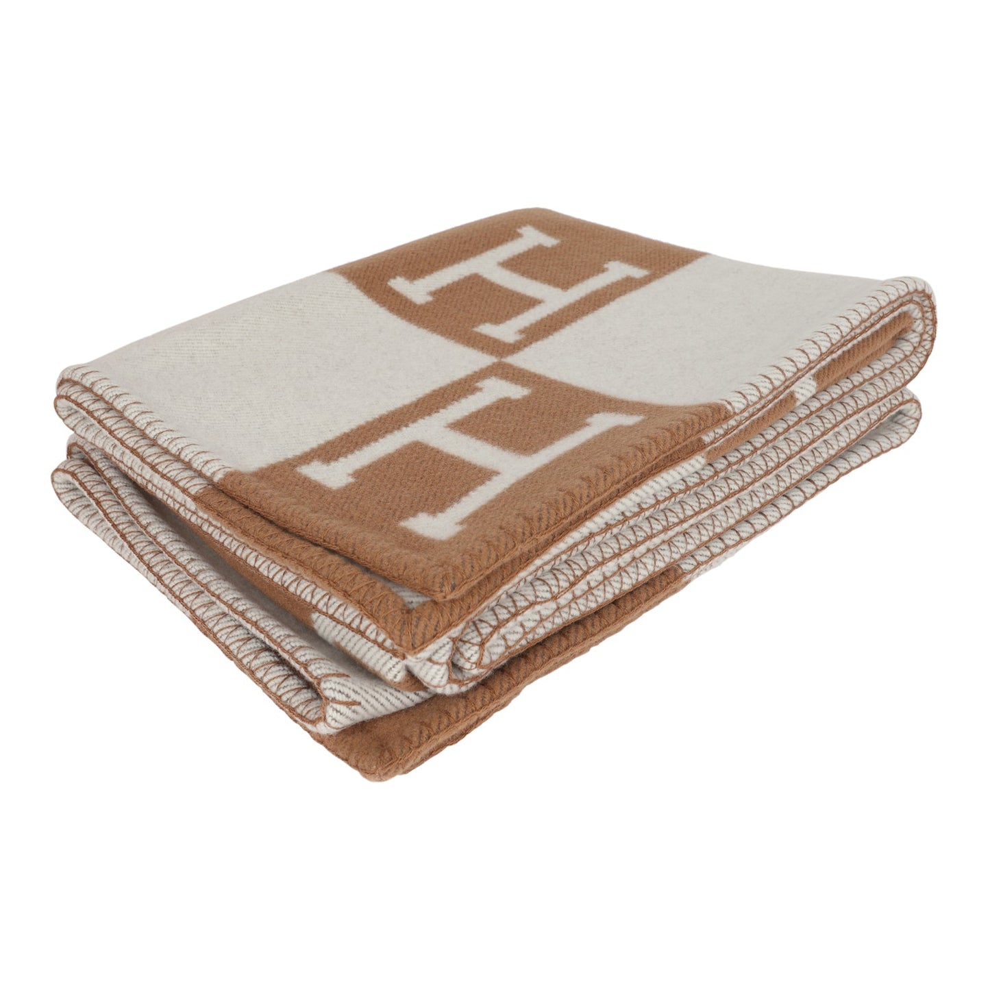 Hermes "Avalon III" Ecru and Camel Blanket