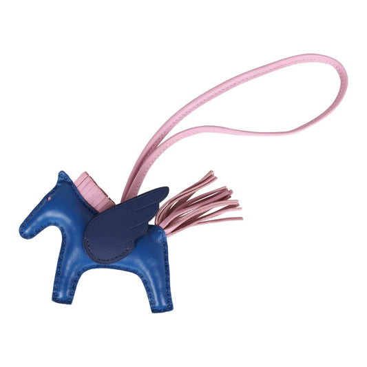 Hermes Bleu Saphir/Marine/Mauve Sylvester Pegasus Horse Rodeo Bag Charm PM