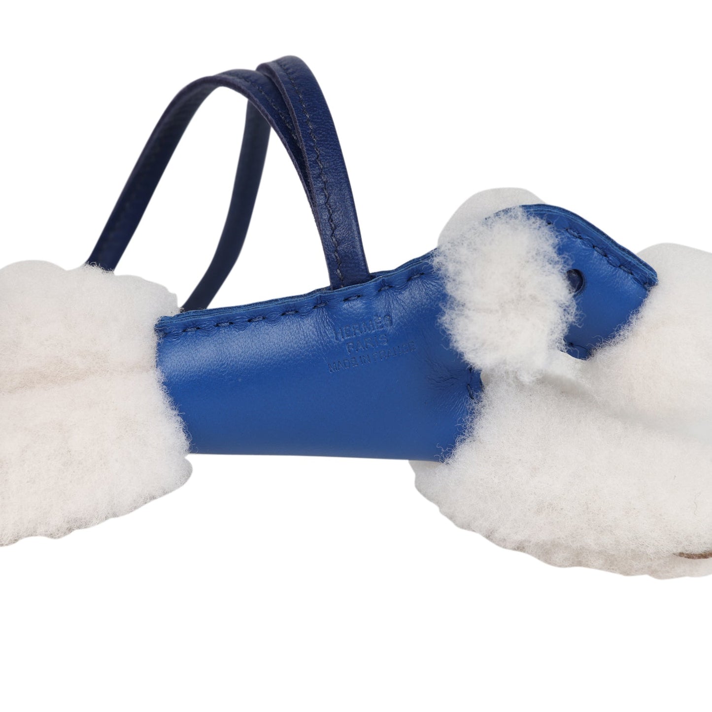 Hermes Budy Charm Bleu France/Bleu Saphir Milo Lambskin/Merino Sheepskin
