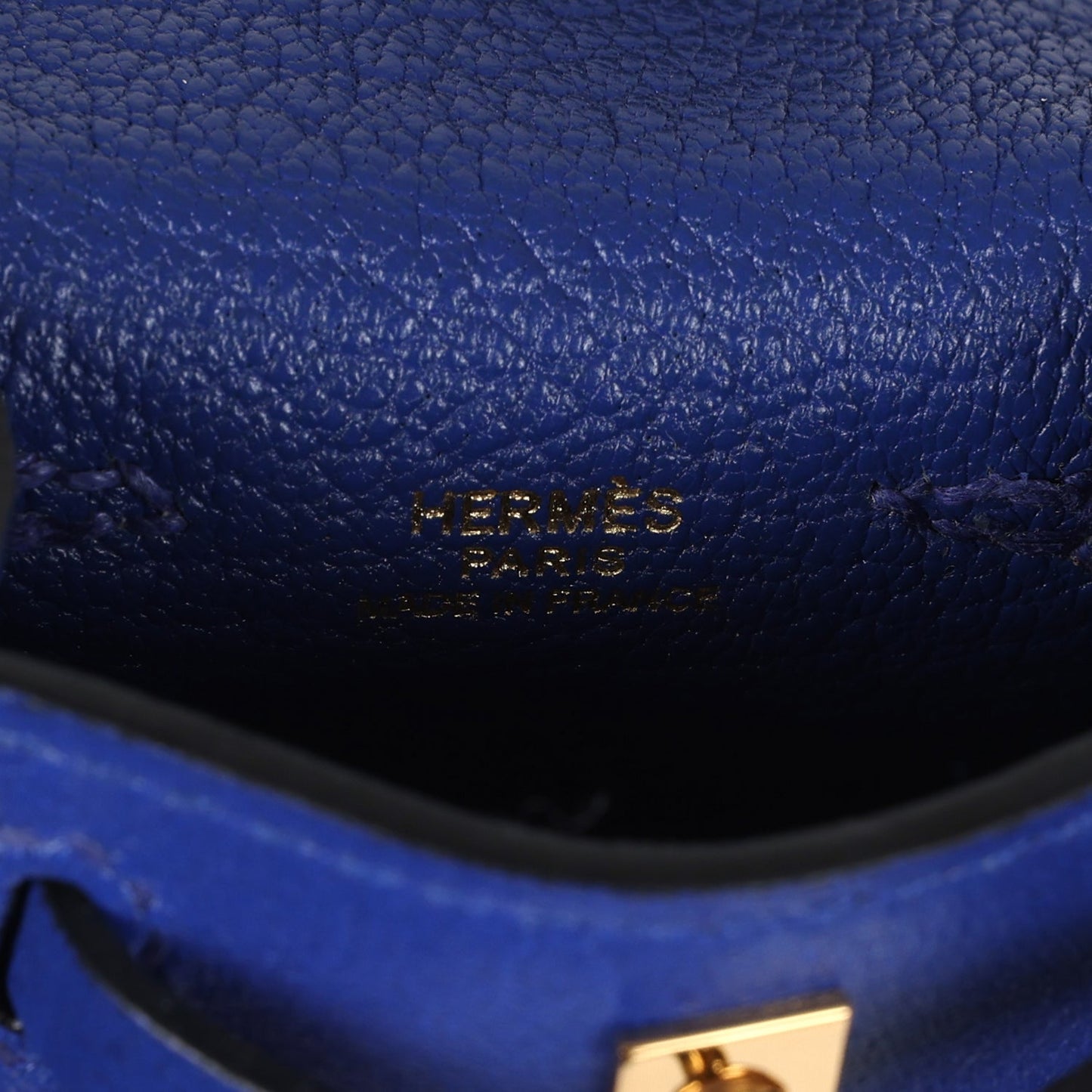 Hermes Mini Kelly Twilly Bag Charm Bleu Electric Tadelakt Gold Hardware