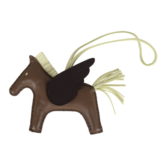 Hermes Pegase Rodeo Bag Charm MM Etoupe/Jaune Milton/Rouge Sellier Milo Lambskin