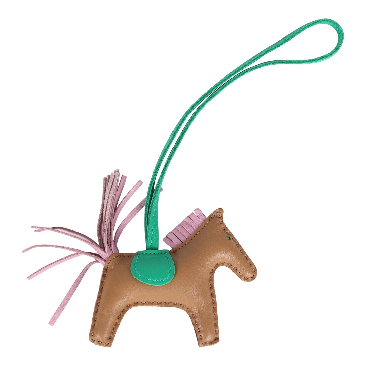 Hermes Rodeo Bag Charm PM Chai, Mauve Sylvestre & Menthe Milo Lambskin