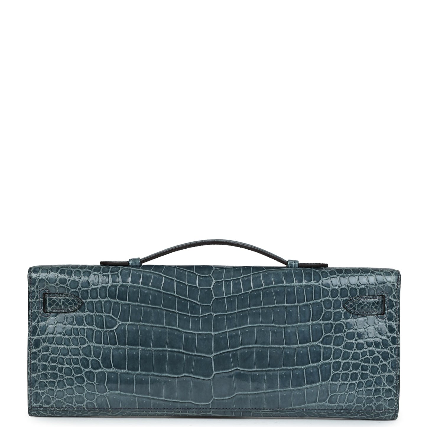 Hermes Kelly Cut Bleu Jean Shiny Porosus Crocodile Gold Hardware