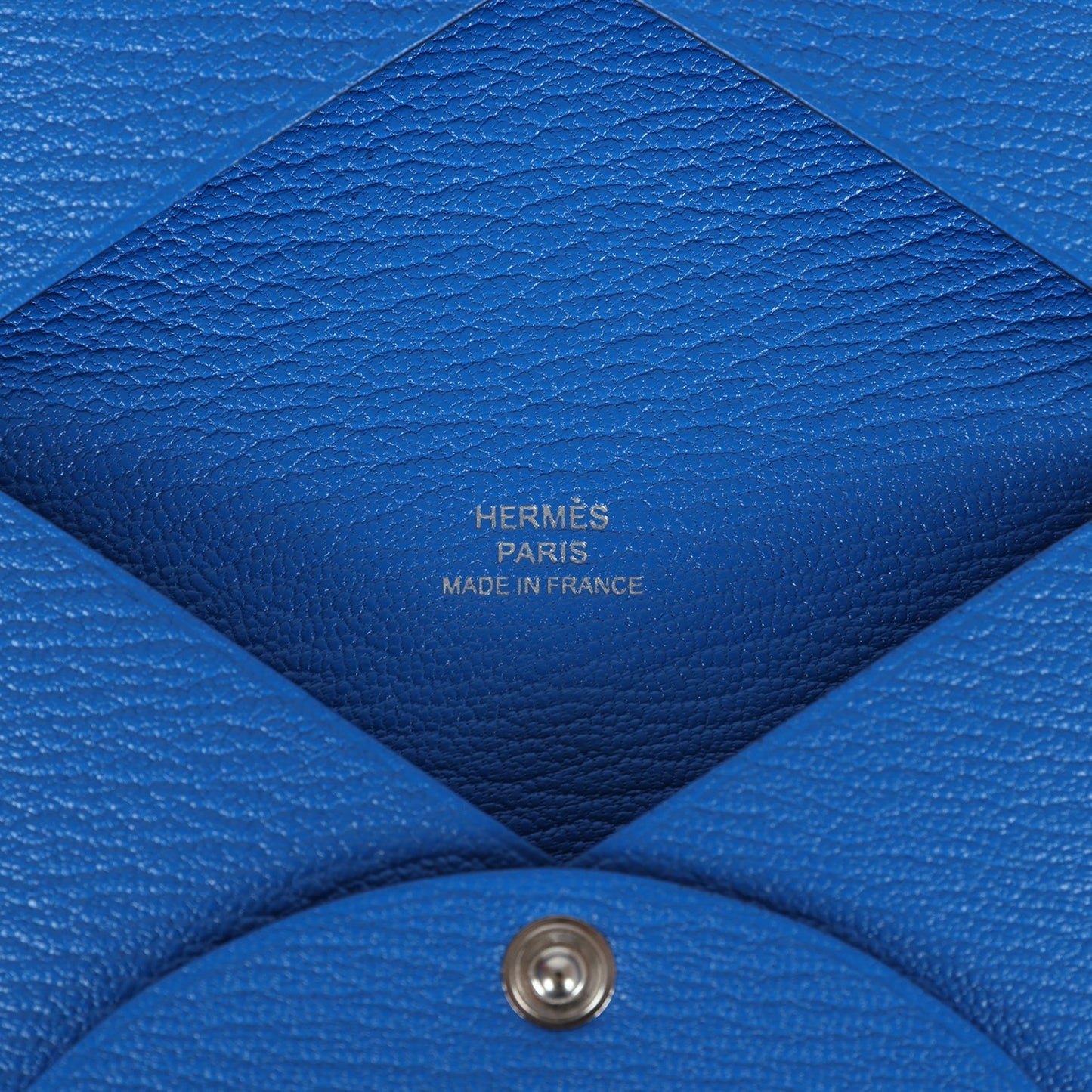 Hermes Calvi Card Holder Bleu Hydra Chevre Palladium Hardware