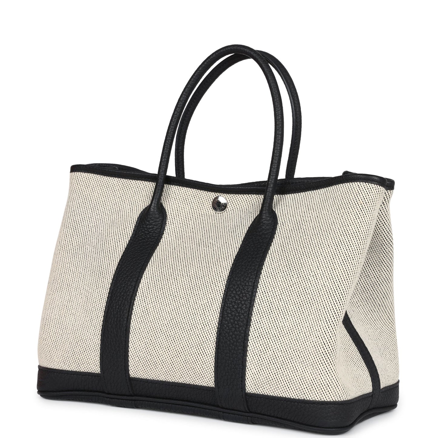Hermes Garden Party 30 Ecru Toile and Black Negonda Palladium Hardware