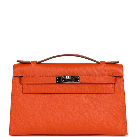 Hermes Kelly Pochette Feu Epsom Palladium Hardware